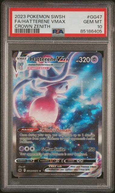 2023 POKEMON SWORD AND SHIELD CROWN ZENITH #GG47 FA/HATTERENE VMAX CROWN ZENITH PSA 10