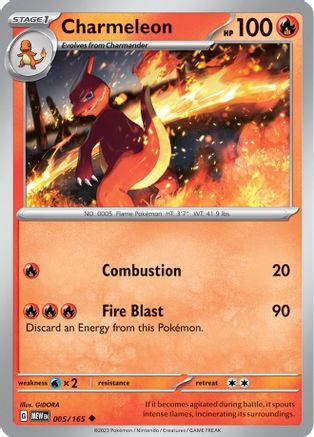 Charmeleon 005/165  - Reverse Holofoil SV Scarlet & Violet 151 - Uncommon