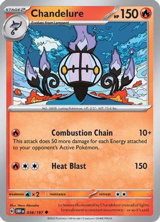 Chandelure 038/197  SV03 Obsidian Flames - Uncommon