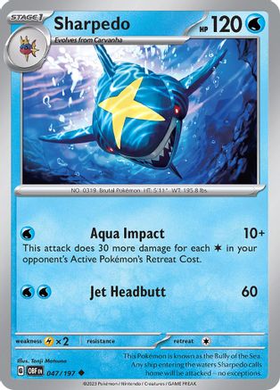 Sharpedo 047/197  SV03 Obsidian Flames - Uncommon