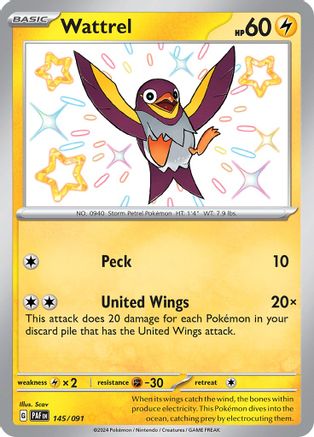 Wattrel 145/091  - Holofoil SV Paldean Fates - Shiny Rare