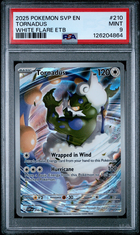 2025 POKEMON SVP EN-SV BLACK STAR PROMO #210 TORNADUS WHITE FLARE ETB PSA 9