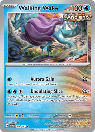 Walking Wake 063/167  - Reverse Holofoil SV06 Twilight Masquerade - Rare