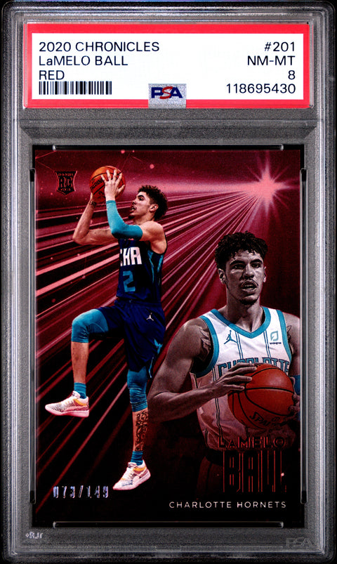 2020 PANINI CHRONICLES #201 LAMELO BALL RED PSA 8