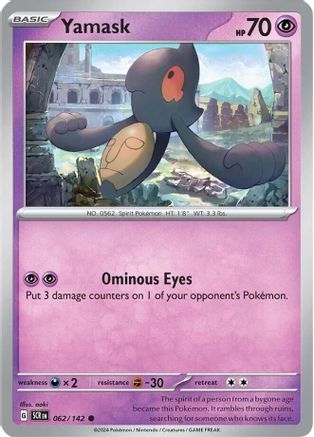 Yamask 062/142  - Reverse Holofoil SV07 Stellar Crown - Common