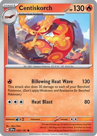 Centiskorch 028/191  - Reverse Holofoil SV08 Surging Sparks - Common