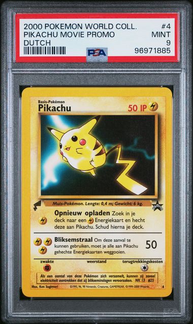 2000 POKEMON PIKACHU WORLD #4 PIKACHU MOVIE PROMO DUTCH PSA 9