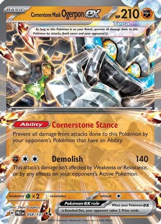 Cornerstone Mask Ogerpon ex 058/131  - Holofoil SV Prismatic Evolutions - Double Rare