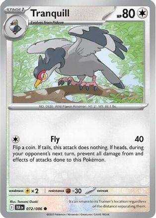 Tranquill 072/086  - Reverse Holofoil SV Black Bolt - Common