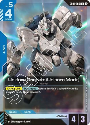 Unicorn Gundam (Unicorn Mode) (GD01-005) - Newtype Rising Holofoil