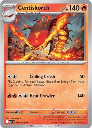 Centiskorch 030  - Reverse Holofoil ME01 Mega Evolution - Uncommon
