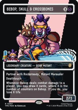 Bebop, Skull & Crossbones (Borderless) (Surge Foil) (TMC-087) - Commander: Teenage Mutant Ninja Turtles Foil