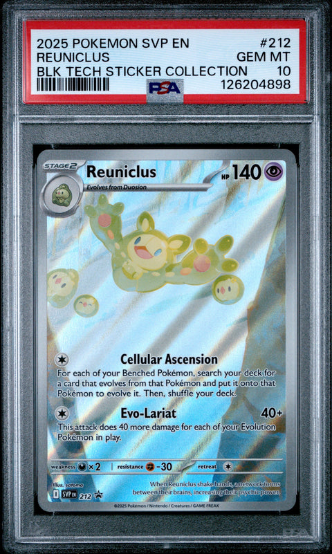 2025 POKEMON SVP EN-SV BLACK STAR PROMO #212 REUNICLUS BLK TECH STICKER COLLECTION PSA 10