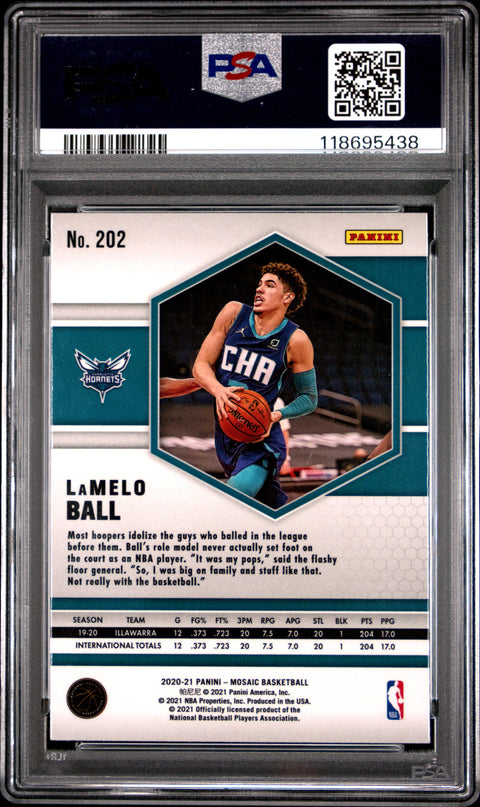 2020 PANINI MOSAIC #202 LAMELO BALL PSA 9