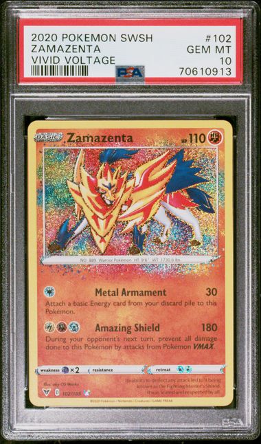 2020 POKEMON SWORD & SHIELD VIVID VOLTAGE #102 ZAMAZENTA VIVID VOLTAGE PSA 10