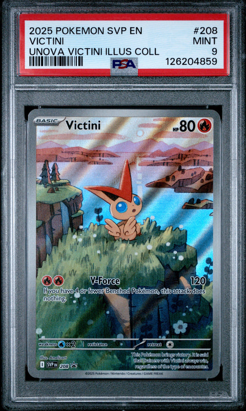 2025 POKEMON SVP EN-SV BLACK STAR PROMO #208 VICTINI UNOVA VICTINI ILLUS COLL PSA 9
