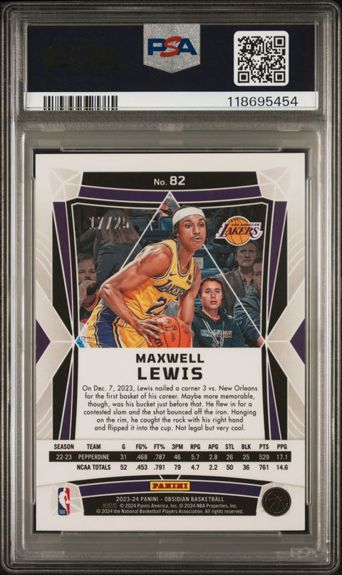 2023 PANINI OBSIDIAN #82 MAXWELL LEWIS ELECTRIC ETCH GREEN FLOOD PSA 9