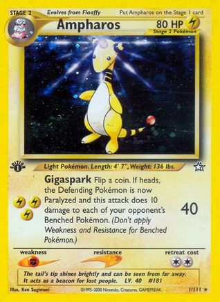 Ampharos 001/111  - Unlimited Holofoil Neo Genesis - Holo Rare