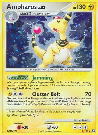 Ampharos 001  - Holofoil Secret Wonders - Holo Rare