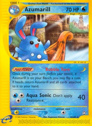 Azumarill 004  - Reverse Holofoil Aquapolis - Rare