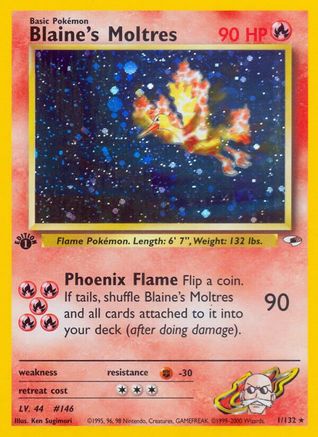 Blaine's Moltres 001/132  - 1st Edition Holofoil Gym Heroes - Holo Rare