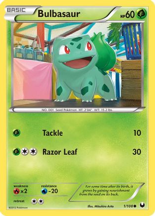 Bulbasaur 001/108  - Reverse Holofoil Dark Explorers - Common