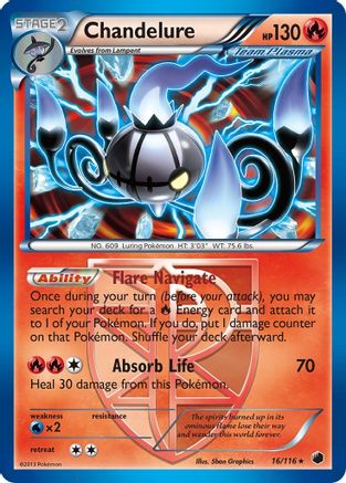 Chandelure (Team Plasma) 016  - Reverse Holofoil Plasma Freeze - Holo Rare