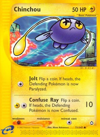 Chinchou (71) 071/147  - Reverse Holofoil Aquapolis - Common