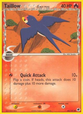Taillow (Delta Species) 066/101  - Reverse Holofoil Dragon Frontiers - Common