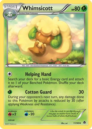 Whimsicott (11) 011  - Reverse Holofoil Emerging Powers - Uncommon