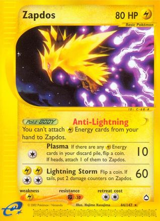 Zapdos 044  - Reverse Holofoil Aquapolis - Rare