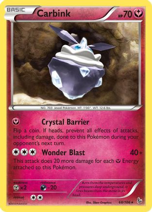 Carbink 068/106  - Reverse Holofoil XY  Flashfire - Holo Rare