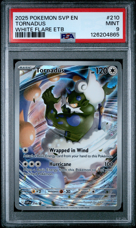 2025 POKEMON SVP EN-SV BLACK STAR PROMO #210 TORNADUS WHITE FLARE ETB PSA 9
