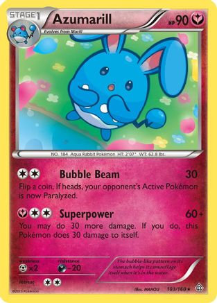 Azumarill 103/160  - Reverse Holofoil XY  Primal Clash - Rare