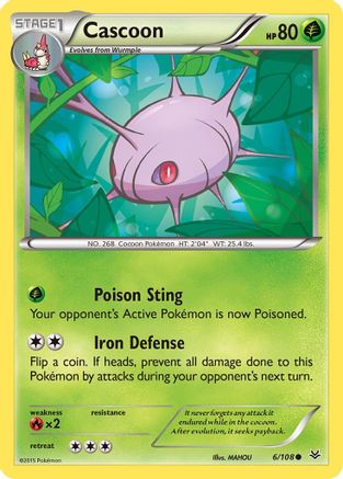 Cascoon 006/108  - Reverse Holofoil XY  Roaring Skies - Common