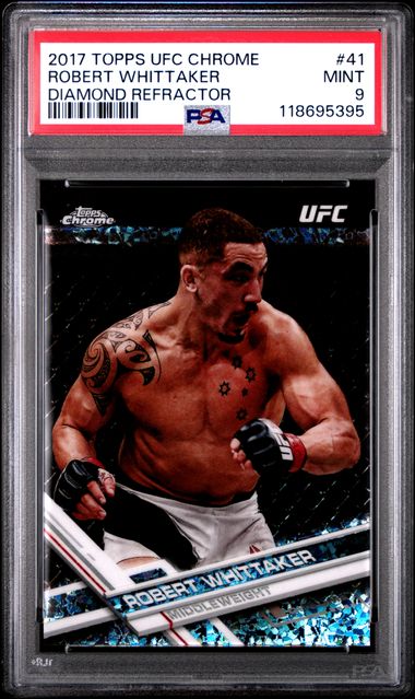 2017 TOPPS UFC CHROME #41 ROBERT WHITTAKER DIAMOND REFRACTOR PSA 9