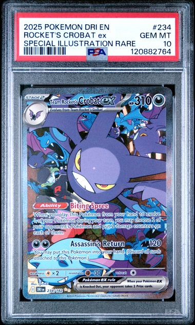 2025 POKEMON DRI EN-DESTINED RIVALS #234 ROCKET'S CROBAT ex SPECIAL ILLUSTRATION RARE PSA 10