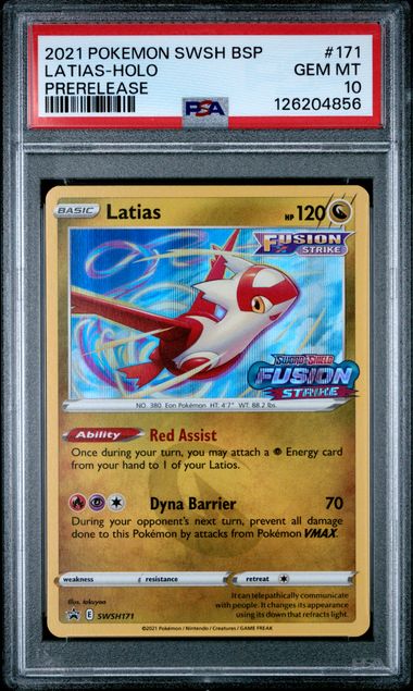 2021 POKEMON SWSH BLACK STAR PROMO #171 LATIAS-HOLO PRERELEASE PSA 10