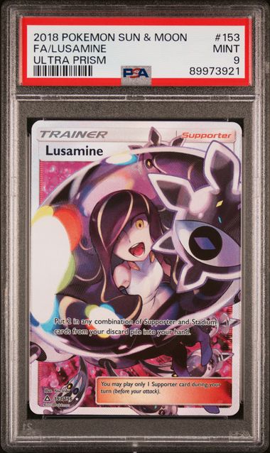 2018 POKEMON SUN & MOON ULTRA PRISM #153 FA/LUSAMINE ULTRA PRISM PSA 9