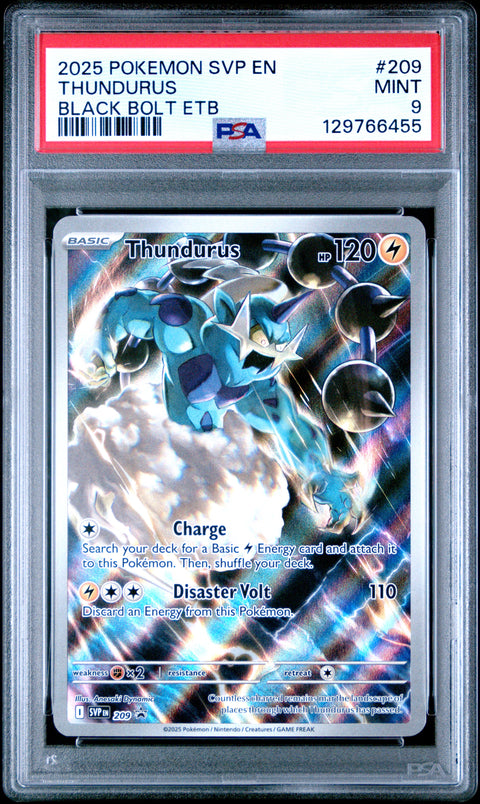 2025 POKEMON SVP EN-SV BLACK STAR PROMO #209 THUNDURUS BLACK BOLT ETB PSA 9
