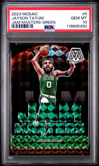 2023 PANINI MOSAIC JAM MASTERS #5 JAYSON TATUM JAM MASTERS-GREEN PSA 10