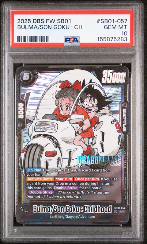 2025 DRAGON BALL SUPER CARD GAME FUSION WORLD MANGA BOOSTER 01 #SB01-057 BULMA/SON GOKU : CH PSA 10