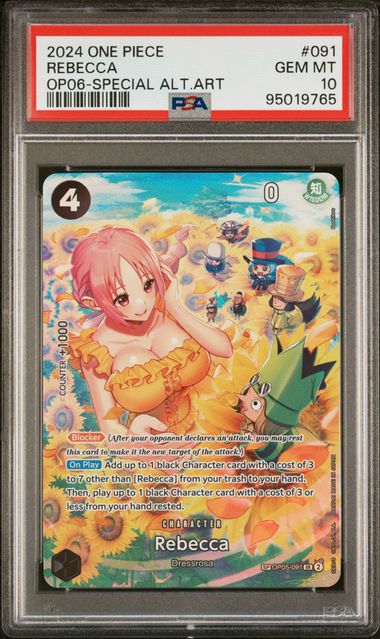 2024 ONE PIECE OP06-WINGS OF THE CAPTAIN #091 REBECCA SPECIAL ALTERNATE ART PSA 10