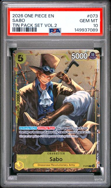 2026 ONE PIECE PROMOS #073 SABO TIN PACK SET VOL.2 PSA 10