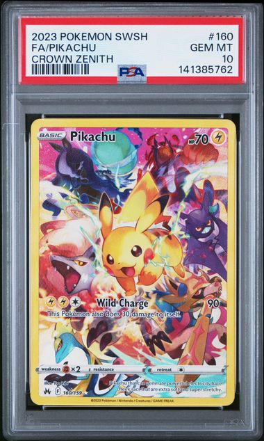 2023 POKEMON SWORD AND SHIELD CROWN ZENITH #160 FA/PIKACHU CROWN ZENITH  PSA 10