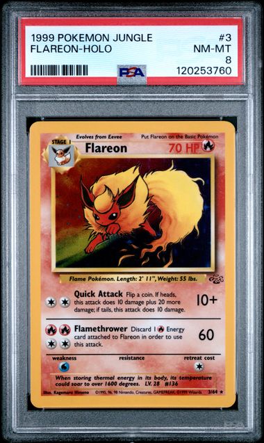 1999 POKEMON JUNGLE #3 FLAREON-HOLO PSA 8