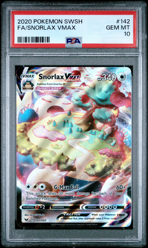 2020 POKEMON SWORD & SHIELD #142 FA/SNORLAX VMAX PSA 10