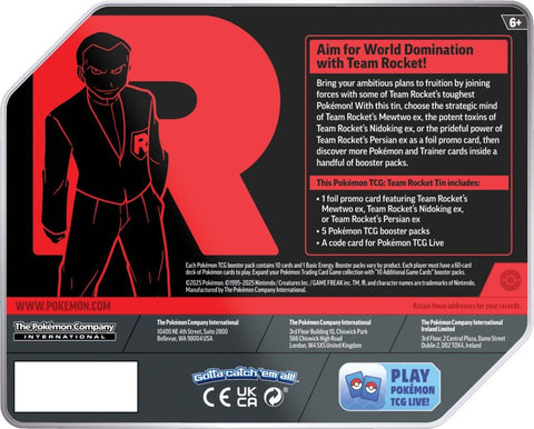 Pokemon TCG Team Rocket Tin