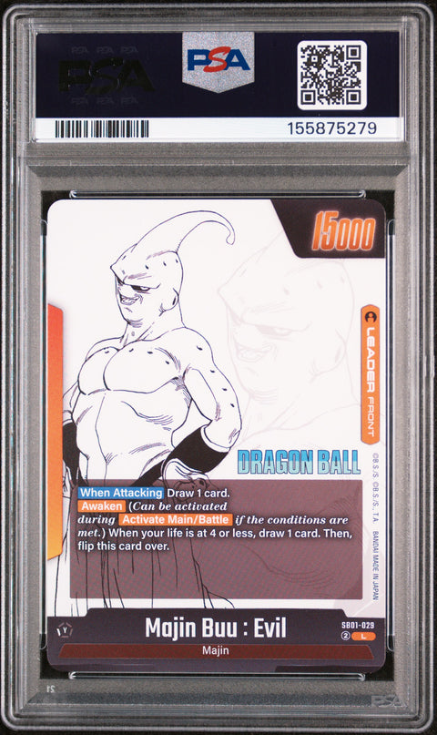 2025 DRAGON BALL SUPER CARD GAME FUSION WORLD MANGA BOOSTER 01 #SB01-029 MAJIN BUU : KID/EVIL PSA 10
