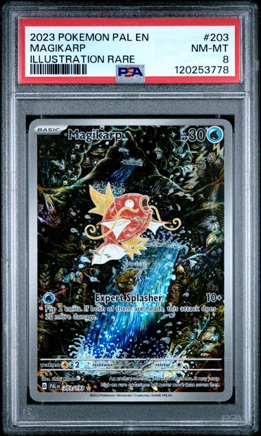 2023 POKEMON PAL EN-PALDEA EVOLVED #203 MAGIKARP ILLUSTRATION RARE PSA 8